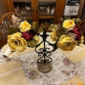 New flower arrangement in creams and burgundy